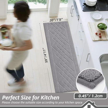 BEQHAUSE Kitchen Runner Rug Non Slip Kitchen Rugs, 20" x 59", Grey - color: Grey, size: 20" X 59"