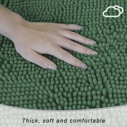 Chenille Bath Rug Runner, Ultra Soft Absorbent Bathroom Mat, Non-Slip PVC Backing, Machine Washable, 47x24, Dark Green - color: Dark Green, size: 2' x 3'11" (47"x24")