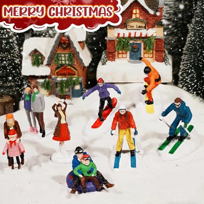 Rileryan 8 PCS Miniature Christmas Village People Figurines Set - style: B
