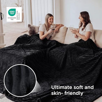 Bedsure Extra Soft Large Fleece Blanket for Bed Black 120"x120" - color: Black, size: Large