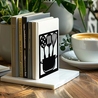 Peacoblue 4.7"x3.5"x7" Metal Bookends, Heavy Duty Book Ends for Shelves - color: Kitchenware