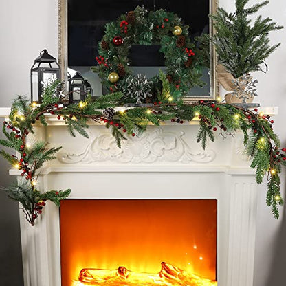 winemana 6 FT Pre-lit Artificial Christmas Garland with Lights for Mantle