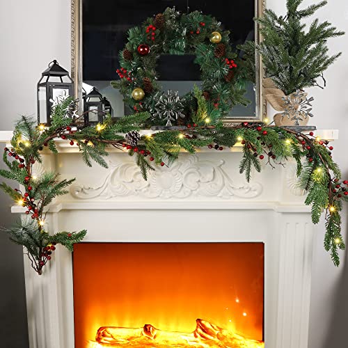 winemana 6 FT Pre-lit Artificial Christmas Garland with Lights for Mantle