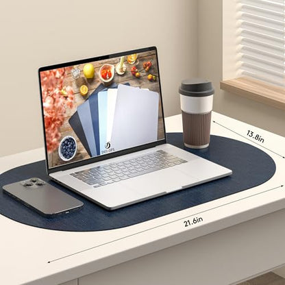 DOLOPL Oval Placemats Set of 6, Navy Blue Faux Leather Table Place Mats - color: Navy Blue, size: Medium: 11.8" x 17"