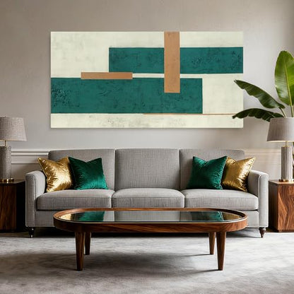 YETHEN WAL Mid Century Geometric Wall Art Modern Canvas Prints Large Green Aesthetic Art Prints for Bedroom Entryway Living Room 29x58 Inch - color: Green and Beige, size: 58"L x 29"W