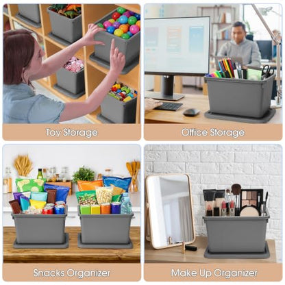 Potchen 6 Pcs Pack Small Stackable Storage Bins with Lids, Grey - color: Grey