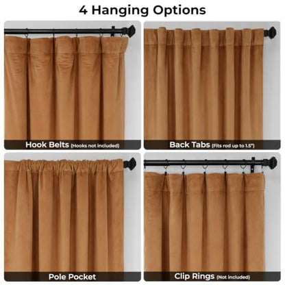 Extra Wide Signature Velvet Blackout Curtains (1 Panel)100Wx84L, Amber Gold - color: Amber Gold, size: 100"W x 84"L (Pack of 1)