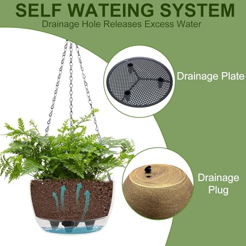 BAYN 2 Packs Solar Hanging Basket Planters for Plants Outdoor - color: Copper