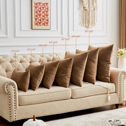 GAWAMAY 2 Pack Apricot Brown 20x20 Chenille Throw Pillow Covers for Couch - color: Apricot Brown, size: 20" x 20" (Pack of 2)