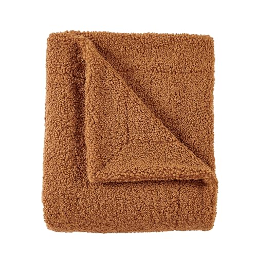 HiEnd Accents Teddy Caramel 60x90 inch Boucle Throw Blanket - color: Caramel, size: 60" x 90"