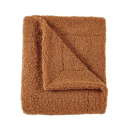 HiEnd Accents Teddy Caramel 60x90 inch Boucle Throw Blanket - color: Caramel, size: 60" x 90"