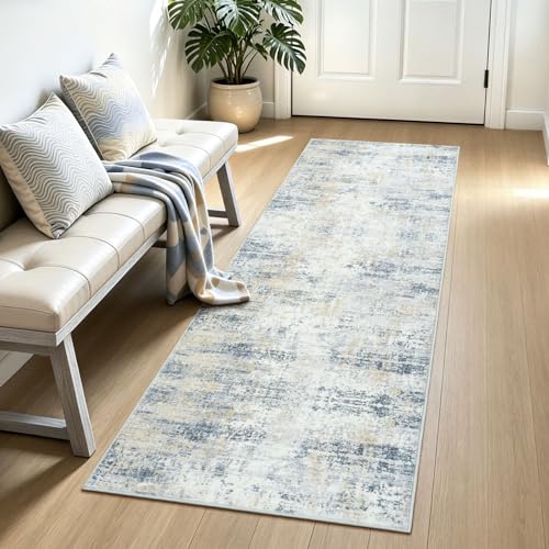 2x6 Runner Rug Non Slip Washable, Kitchen Hallway Entryway Carpet - color: Blue, size: 2' x 6' (Runner)