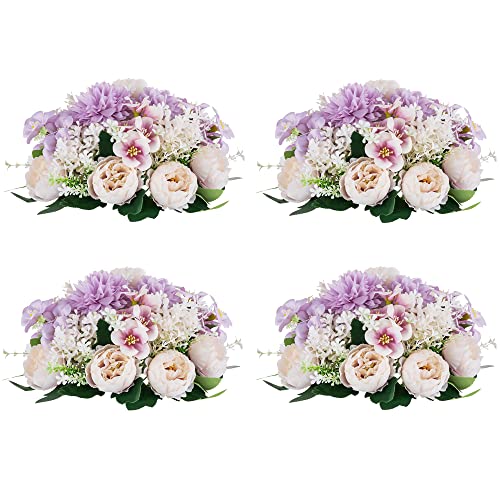Flower Balls Centerpieces Tables: Purple White Silk Rose, 4Pcs - color: Purple Pink White, size: 4 PCS
