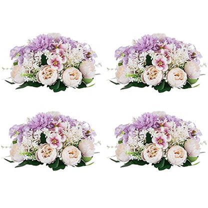 Flower Balls Centerpieces Tables: Purple White Silk Rose, 4Pcs - color: Purple Pink White, size: 4 PCS