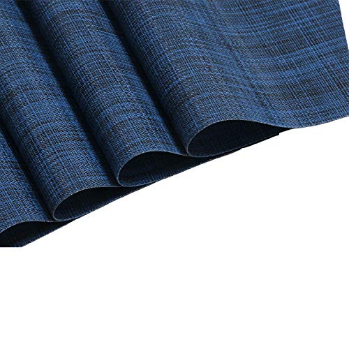 SHACOS Wedge Placemat Set of 4 Non Slip Heat Resistant Woven Vinyl Round Table Placemats Circle Table Mats Wipe Clean Indoor Outdoor (4, Blue Black) - color: Blue Black