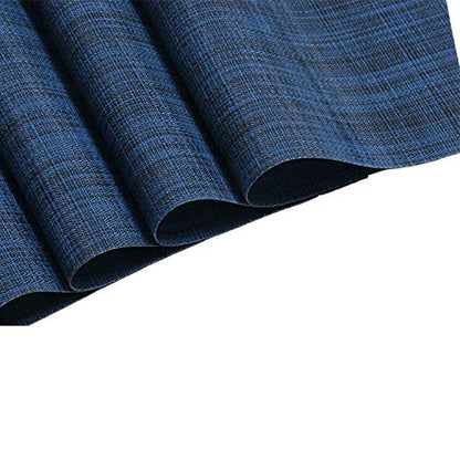 SHACOS Wedge Placemat Set of 4 Non Slip Heat Resistant Woven Vinyl Round Table Placemats Circle Table Mats Wipe Clean Indoor Outdoor (4, Blue Black) - color: Blue Black