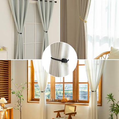 Curtain Tiebacks Magnetic Decorative Rope Tie Backs Holdbacks Contoeey - color: Black