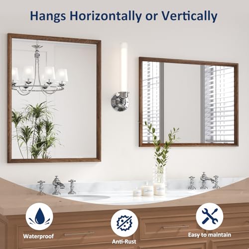 WEER Bathroom Vanity Mirror Walnut 28X36 Inch - color: Walnut, size: 28"L x 36"W