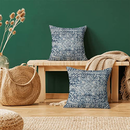 Navy Blue Carpet Pattern Boho Pillow Covers 18x18 Set of 2 - color: Boho-2, size: 18" x 18" (Pack of 2)
