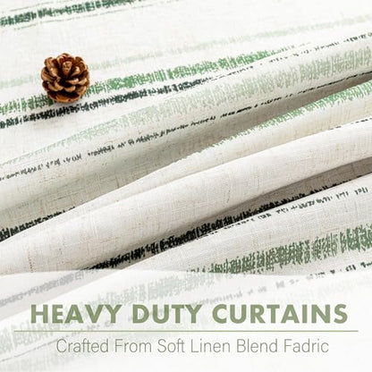 MYSKY HOME Green Striped Linen Curtains 100% Blackout 52Wx84L,2 Panels - color: Green/Blackout, size: 52"W x 84"L (Pack of 2)