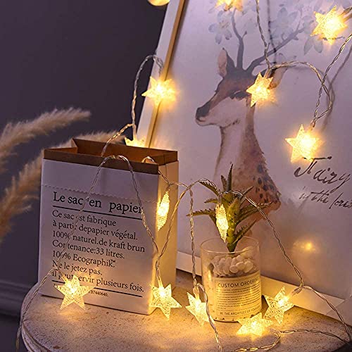 ANJAYLIA 40 LED 20FT Battery Operated Star Lights & Remote, Warm White - color: Warm White 20 FT with Remote