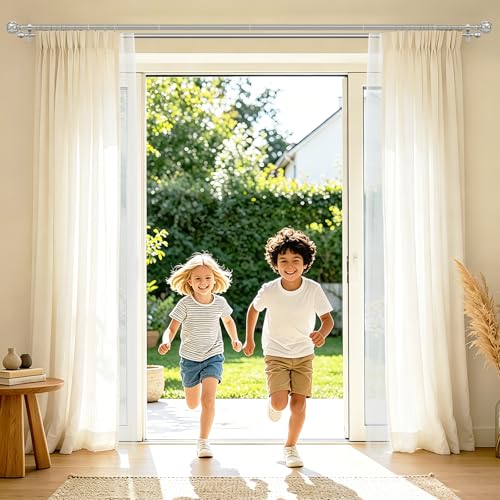 KAMANINA Double Curtain Rod 32 to 58 Inch, Adjustable Drapery Rods, Silver - color: Antique Silver, size: 32-58"