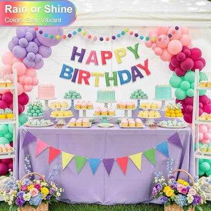 Pre-Strung Felt Happy Birthday Banner Pastel Garland Set - color: Macaron