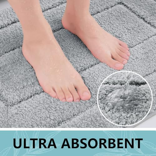Buganda Microfiber Bathroom Rugs 36x24, Soft Shaggy Absorbent Bath Rugs - color: Grey, size: 36" X 24"