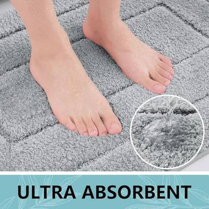 Buganda Microfiber Bathroom Rugs 30x20, Soft Shaggy Absorbent Bath Rugs - color: Grey, size: 30" X 20"