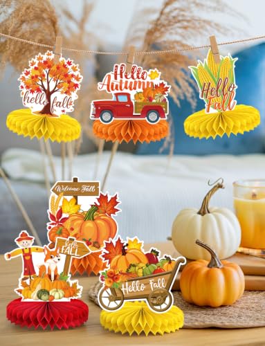 Fall Thanksgiving Table Decorations, Autumn Honeycomb Centerpieces - style: 9 PCS Fall