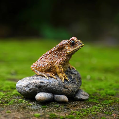 Lifelike Resin Toad Figurine - Hand-Sized 3.5"x2.2"x2.8" Frog Garden Decor, Weatherproof Outdoor Statue for Patio & Yard