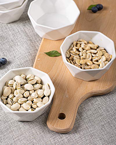 DELLING 6 Oz Porcelain Ramekins Set of 6, Geometric Creme Brulee Ramekins Oven Safe, Souffle Dishes for Baking Dessert Ice Cream Snack, Small Ceramic Bowls Dishwasher Microwave Freezer Safe, White - size: 6oz