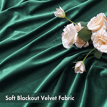 MIULEE Dark Green Blackout Velvet Curtains Drapes 72 Inch Long 52"x72" - color: Dark Green, size: 52"W x 72"L (Pack of 2)