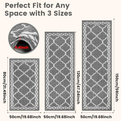 3 Piece Kitchen Rugs, Non Slip Waterproof Mats for Home(Grey) - color: Grey, size: 3-SET