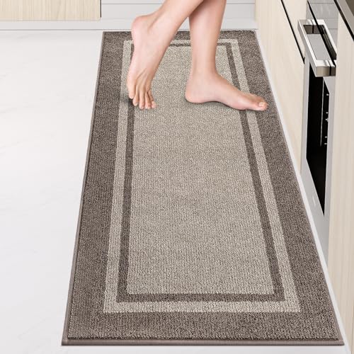 anllugs Kitchen Rugs 24" x 70", Non-Slip Runner Rugs, Beige & Grayish Brown - color: Beige & Grayish Brown, size: 24" X 70"