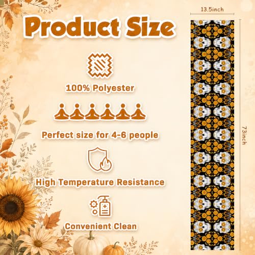 Dia De Los Muertos Decorations - Sugar Skull Table Runner with Banner - color: Dia De Los Muertos