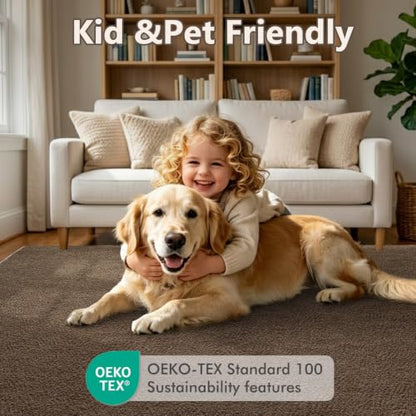 3x5 Beige Brown Solid Area Rug Washable Non-Slip Soft for Bedroom Kitchen - color: 13 Beige Brown Solid, size: 3' x 5' (Rectangular)