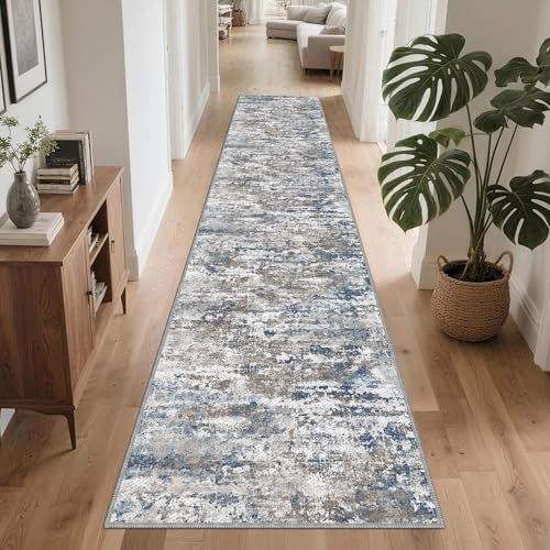 Hallway Runner Rug 2x10 Textured Non Slip Carpet Runner, Abstract Multi - color: Abstract-multi, size: 2' x 10' (Runner)