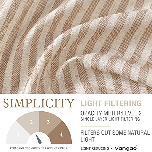 Vangao Taupe Stripe Linen Tiers Curtains 36 Inch Farmhouse 2 Panels - color: Boxter Striped| Taupe on Beige, size: 26"W x 36"L (Pack of 2)