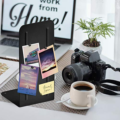 Acrimet Bookends for Shelves, Heavy Duty Steel Metal Book Ends, Non-Skid Book Stopper, Book Storage Holder for Home, Library, Jumbo Large Size 9" H x 4" W x 4 1/2" D, (Black) (1 Pair / 2 Pieces)