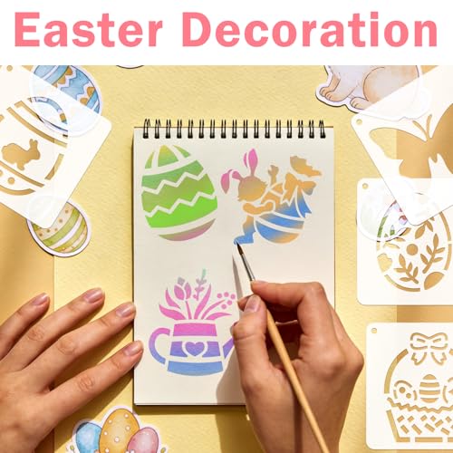 72 PCS 3x3 Inch Easter Stencils for Painting - Reusable Easter Templates Chicks Eggs Bunny Farm Spring Painting Templates on Wood, Glass, Fabric, Window Door Decor DIY Decoration - style: 72PCS Easter