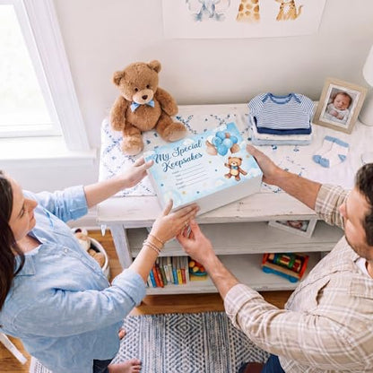 Thyle Blue Bear Wooden Newborn Baby Memories Keepsake Box - style: Bear