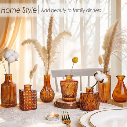 UPBUD Amber Glass Bud Vases Set of 36, Brown Small Vases for Flowers - color: Amber Brown-36pcs