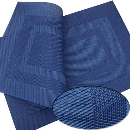 PIGCHCY Placemats,Washable Vinyl Woven Table Mats,Elegant Durable Placemats for Dining Table Set of 4 (18 x 12 inches, Navy Blue) - color: Box: Blue Navy, size: 4 Placemats