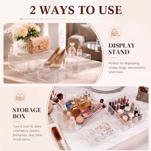Leinuosen 7 Pcs Large Acrylic Buffet Risers, 8-14" Rectangle, Clear - color: Clear, size: 8" to 14", style: Rectangle