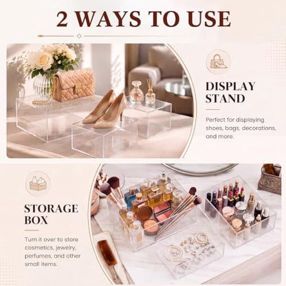 Leinuosen 7 Pcs Large Acrylic Buffet Risers, 8-14" Rectangle, Clear - color: Clear, size: 8" to 14", style: Rectangle