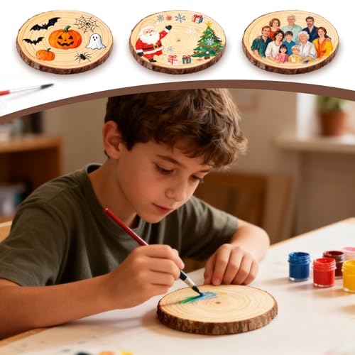 FSWCCK 6 Wood Slices 6-7in, Unfinished Bark Discs for Centerpieces - size: 6 Pcs 6"-7"