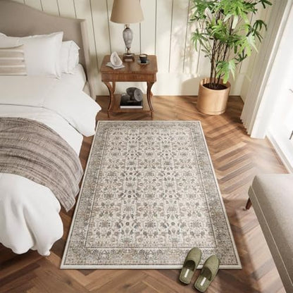 Washable 3x5 Entryway Rug, Non-Slip Door Mat, Cream/Light Blue - color: Cream/Light Blue, size: 3' x 5' (Rectangular)