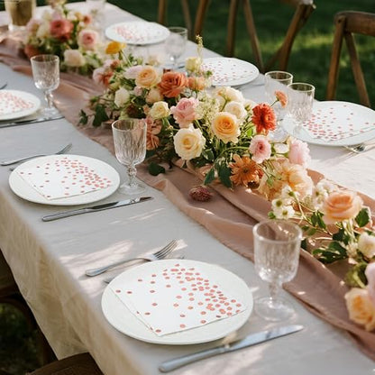 80 Pack of White Paper Cocktail Napkins with Gold Foil Polka Dot Confetti，Polka Dot Party Supplies(5 x 5 in，3-ply) (Rose Gold) - style: Pink Dot