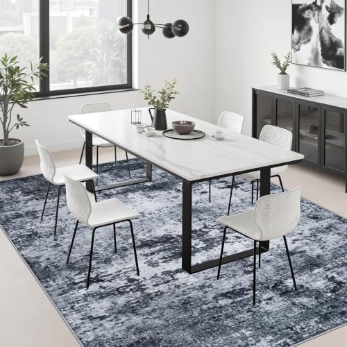 Area Rug Living Room: 4x6 Modern Washable Indoor Carpet Black - color: Black, size: 4' x 6' (Rectangular)